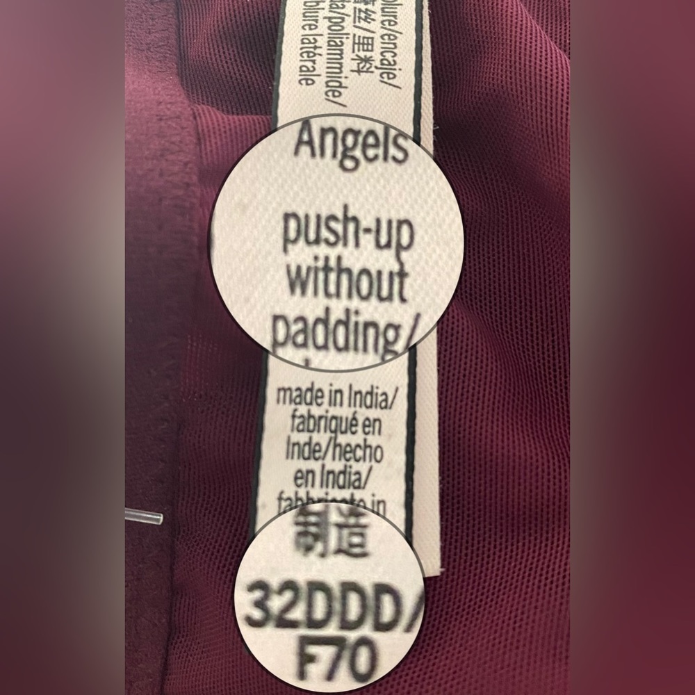 NWOT VS WINE Dream Angles Push-up without Padding, 32DDD *P1008 - Picture 6 of 7